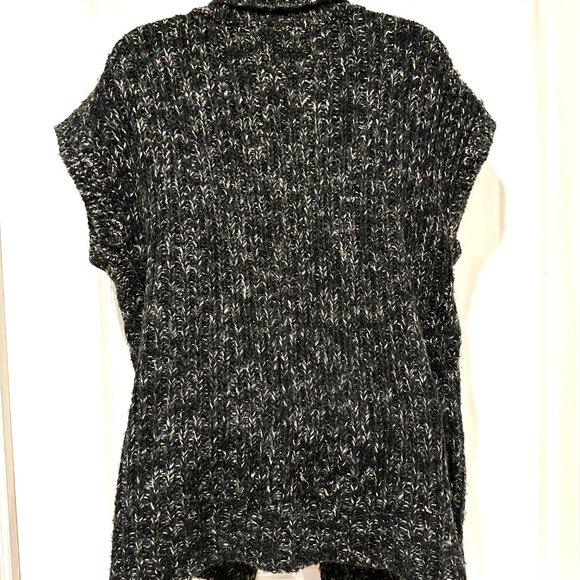 Merona Black with Gary & White Speckled Cable Knit Sleeveless Cardi, Size XL - Picture 13 of 16